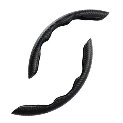 2x Black Carbon Fiber Steering Wheel Booster Non-Slip Cover Trim Accessories.