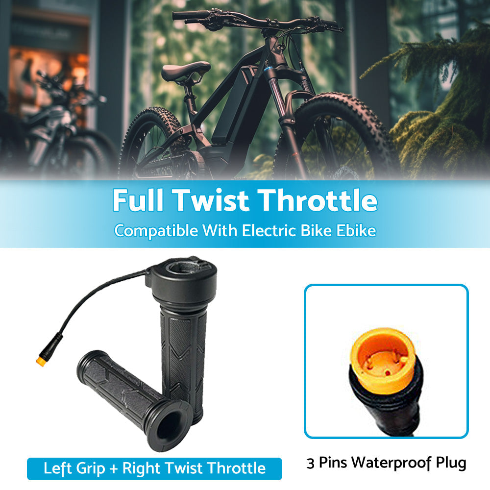 Full Twist Throttle Electric Bike Ebike Right Hand 3Pin Bike Grip Twist Throttle