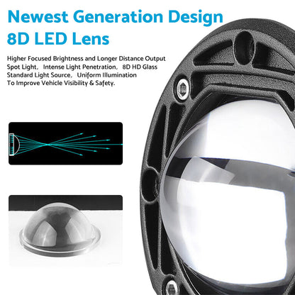 2x 3inch Flush Mount LED Work Light Bar Reverse Fog Lamp 4WD White Yellow 8D Len.