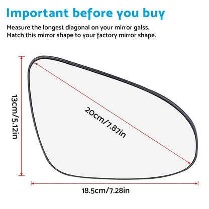 Right Side Mirror Glass with Back Plate Suitable For Toyota Yaris 2012-2019