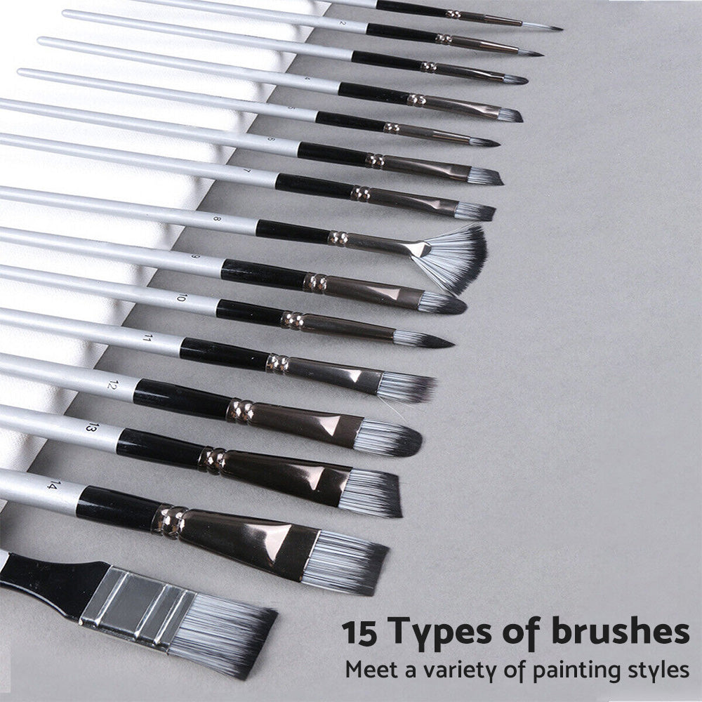 Artist Paint Brush Set 19x Suitable for Watercolour, Acrylic, and Oil Painting