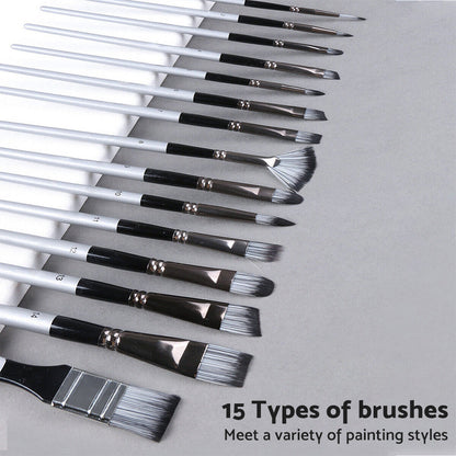 Artist Paint Brush Set 19x Suitable for Watercolour, Acrylic, and Oil Painting