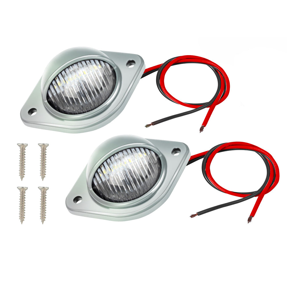 2x 12V LED Number Plate Lights Chrome Suitable For Car, Trailer, Truck, Caravan, Van & Boat