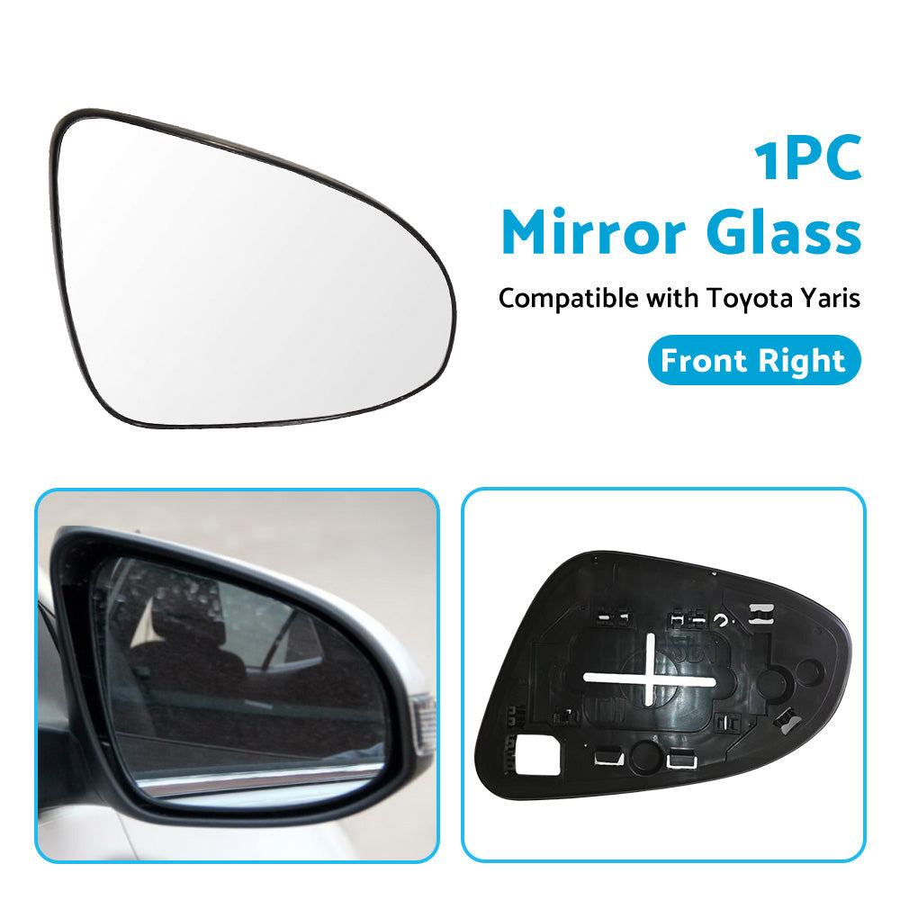 Right Side Mirror Glass with Back Plate Suitable For Toyota Yaris 2012-2019