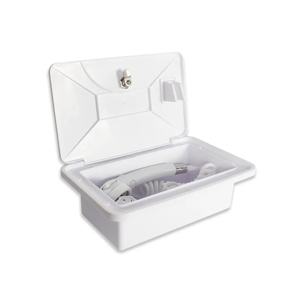 1 Set External RV Caravan Shower Box Exterior Faucet Camper Trailer Boat White.