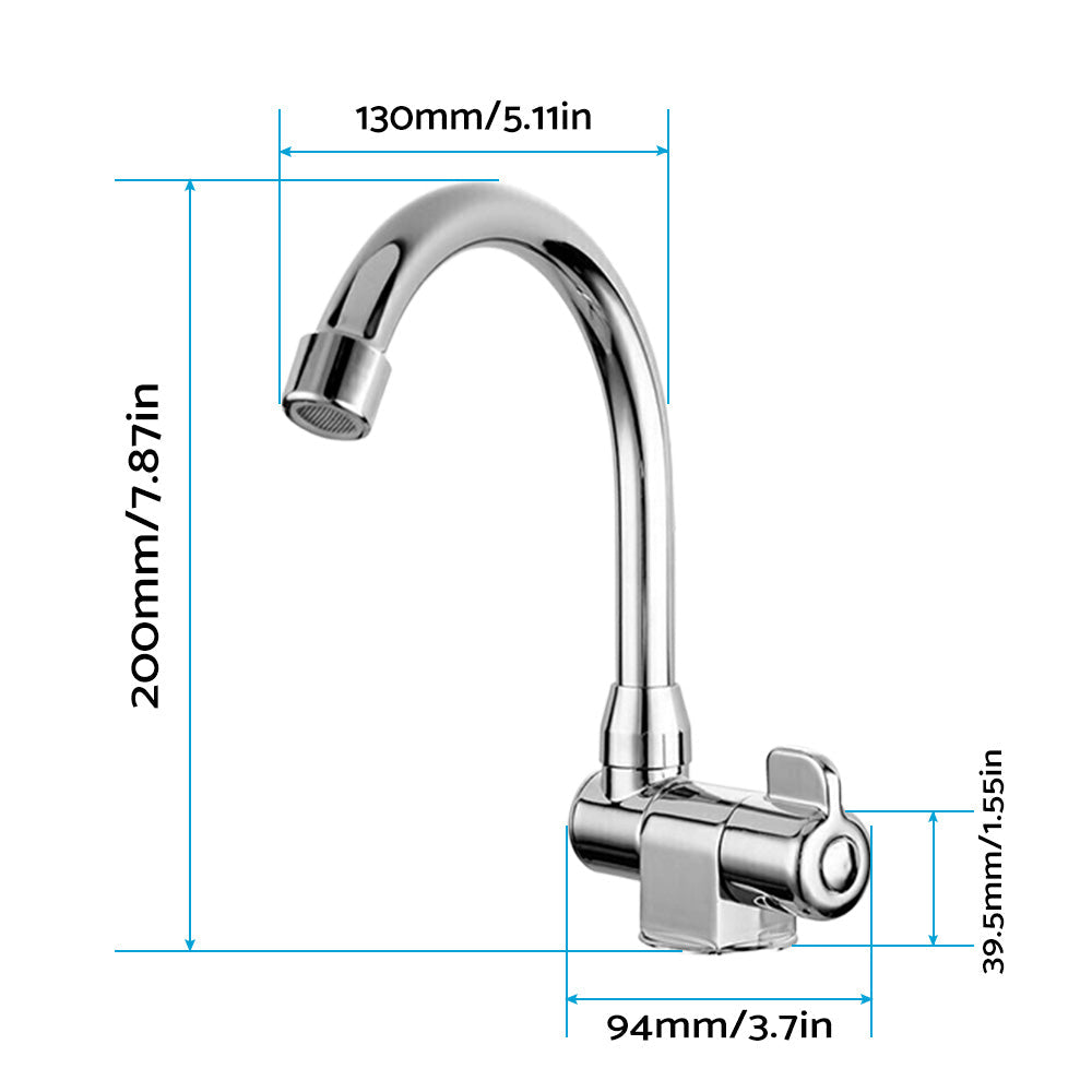 For RV Motorhome Faucet Single Cold Water Tap 360 Degree Rotation 1 or 2in Mounting.