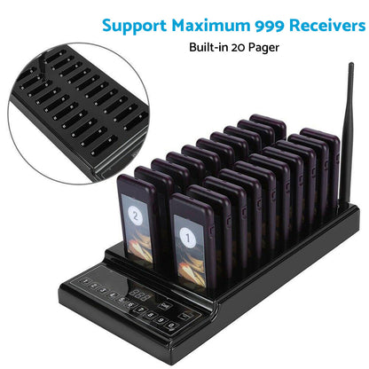 20 Restaurant Coaster Pager Guest Call Wireless Paging Queuing Calling System.