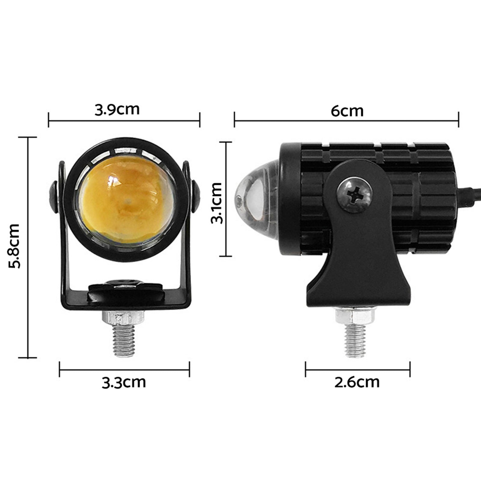 2X LED Motorcycle Headlight Spot Lights Car Driving Fog Lamp Yellow White 12-24V.
