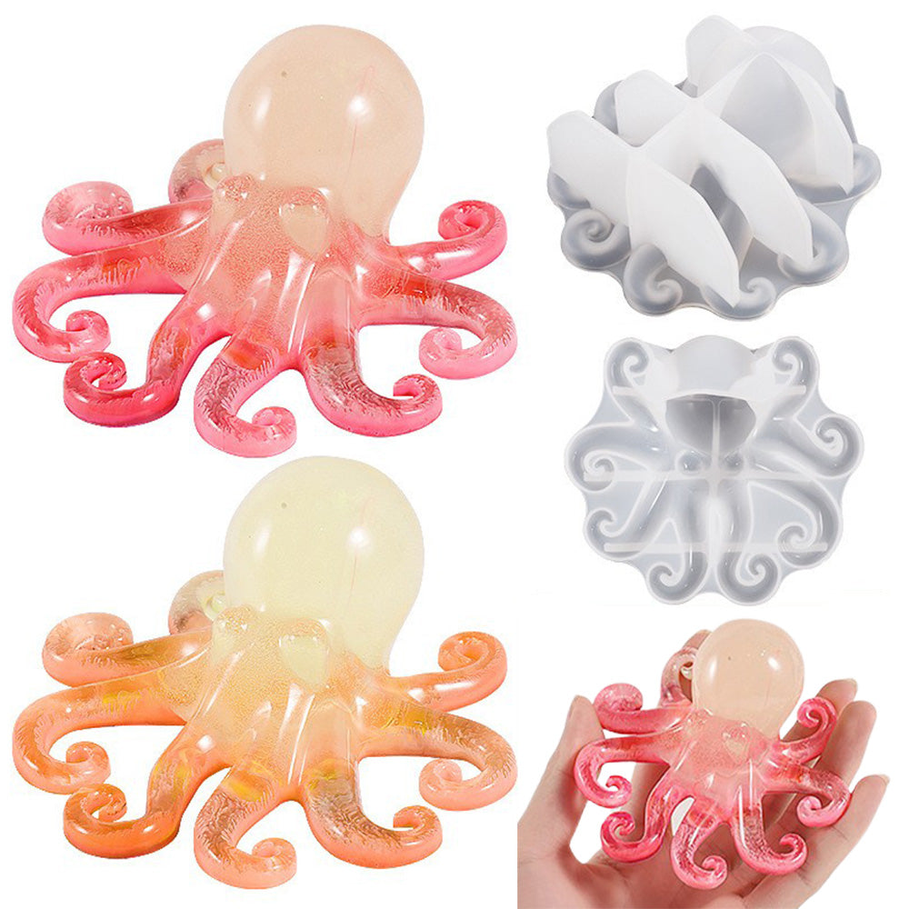 ?2PCS Octopus Mold Silicone Epoxy Resin Casting Mould 3D Sea Animal Display Mold.