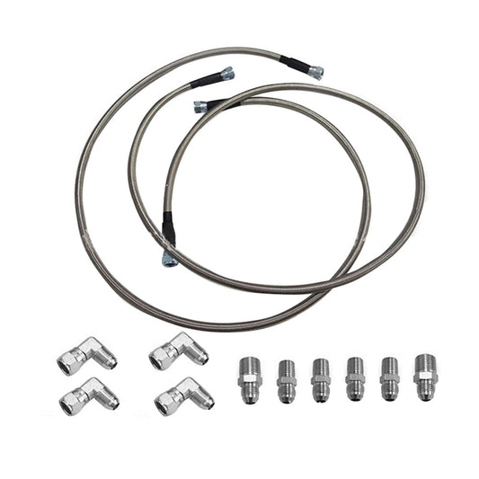 Stainless Steel Braided Transmission Cooler Hose Fitting Kit Suitable For 700R4 / TH350 / TH400