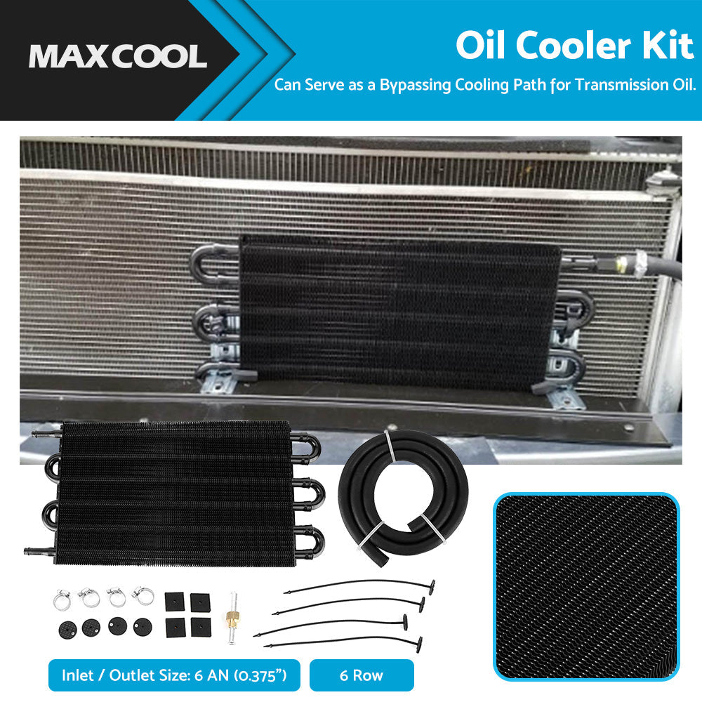 6 Row 6 AN Transmission Oil Cooler Auto Manual Radiator Converter Kit Universal.