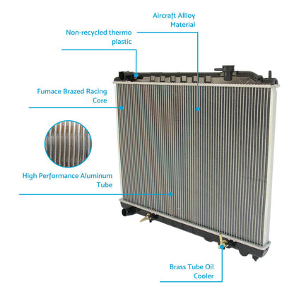 Radiator Suitable For Nissan Elgrand E50 E51 2.5L 3.5L V6 VQ35DE Imported AT MT 2000-2008.