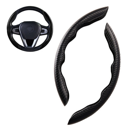 2x Black Carbon Fiber Steering Wheel Booster Non-Slip Cover Trim Accessories.