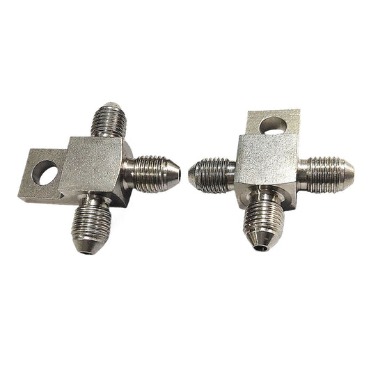 3 AN Male Stainless Steel Brake Hose Tee Block Pair with Mounting Tab Suitable For Universal Use