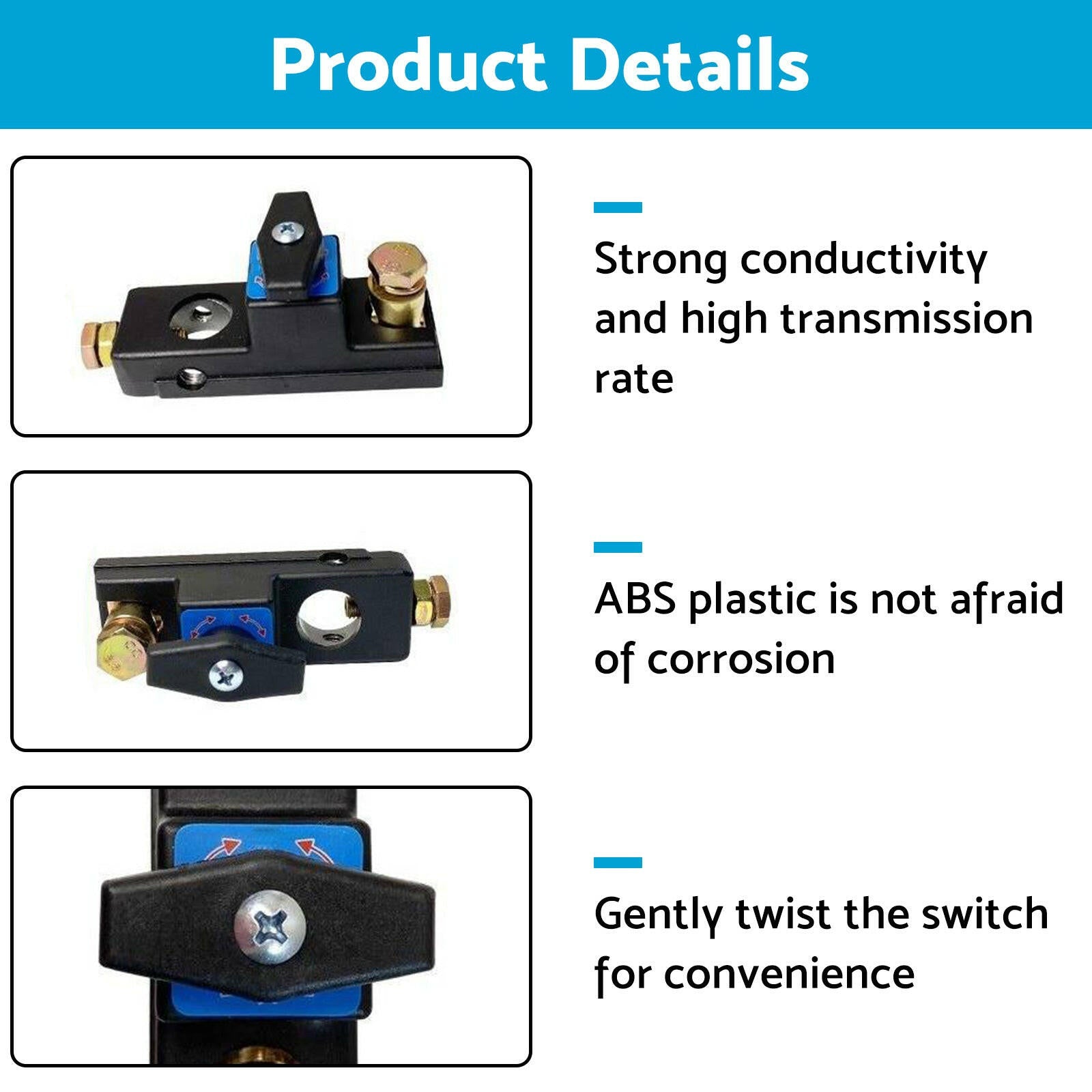 Disconnect Battery Isolator Cut Off Kill Switch Anti-Leakage Suitable For Car Boat RV 12-24V.