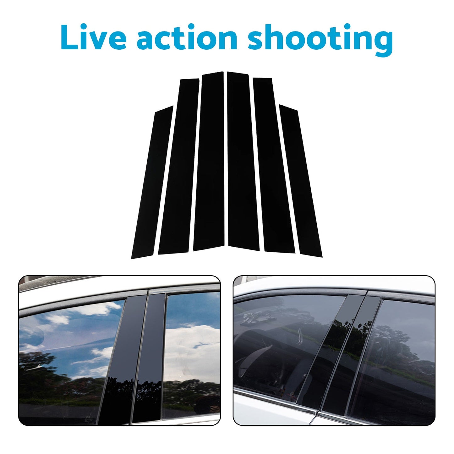 6x Black Window Trim Covers Suitable For Honda CR-V 2.4L 2007-2011