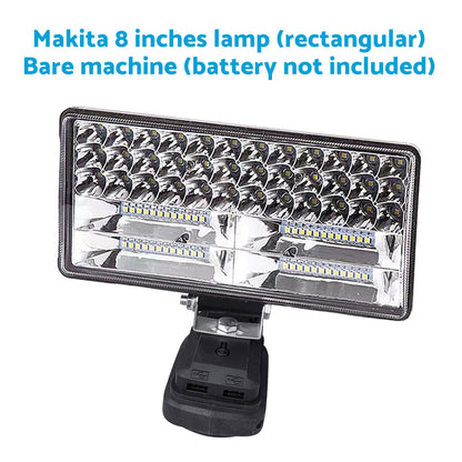 2x 18V 8in LED Work Light Torch with USB Ports Suitable For Makita Battery Camping/Flashlight Use