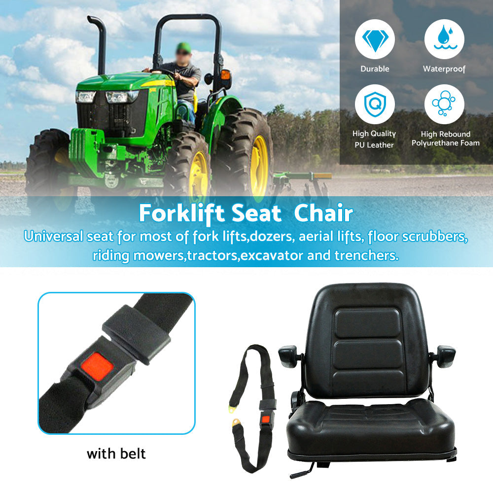 Tractor Seat Forklift Excavator Universal Suspension Backrest Truck Chair Adjust.