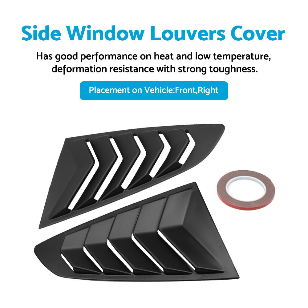 2x Side Window Louvers Sun Shade Cover Suitable For Ford Mustang 2015-2022.