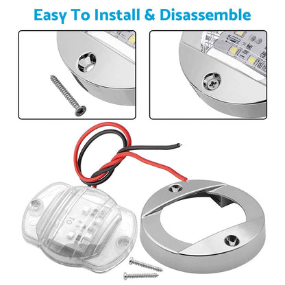 4x Round LED Marine Boat Cabin & Deck Courtesy Lights Suitable For Walkway – White Stern Light