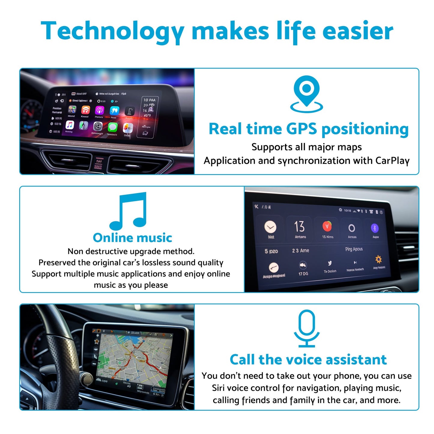 Bluetooth USB Wireless Receiver Black Suitable for Apple CarPlay Adapter.