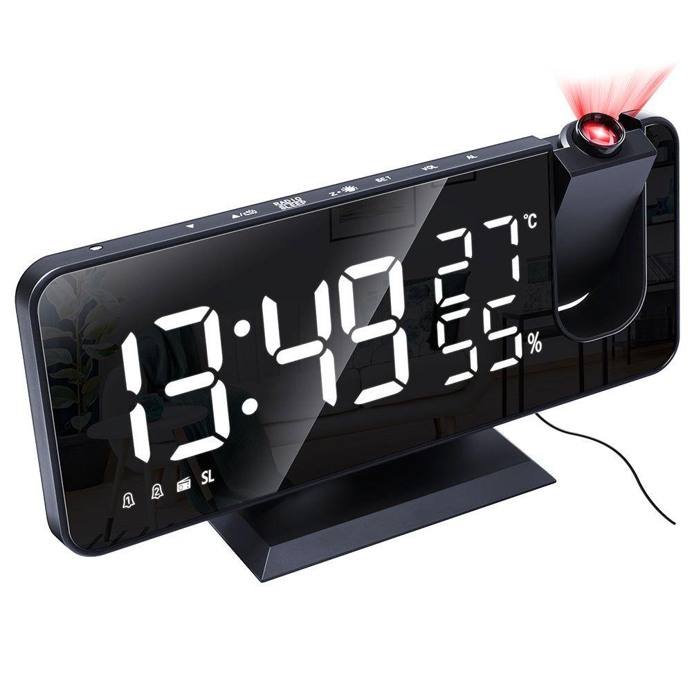 Projection on Ceiling Digital Dual Alarm Clock Bedroom Radio LED Big Screen.