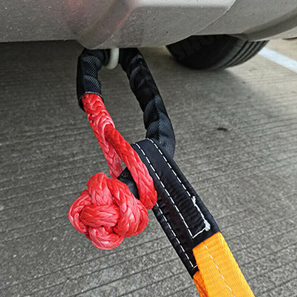 Recovery Pulley Kit Suitable For Winch Ropes 3/8 inch & 1/2 inch Soft Shackle Red & Black.