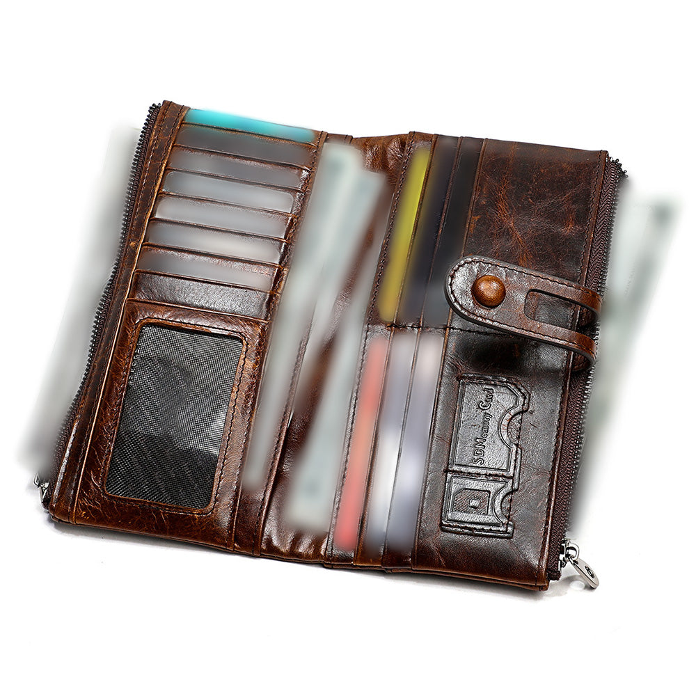Leather Wallet Zip-Around Card Coin Holder Suitable for Unisex