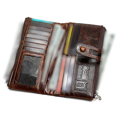 Leather Wallet Zip-Around Card Coin Holder Suitable for Unisex