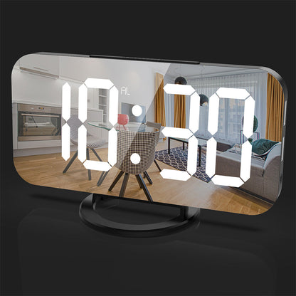 Digital Alarm Clock with Mirror LED Display Suitable For Wall & Bedroom, Snooze Function, Dim Mode.