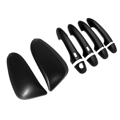 Black Mirror Covers & Door Handles Kit Suitable For Toyota Hilux 2015-2023