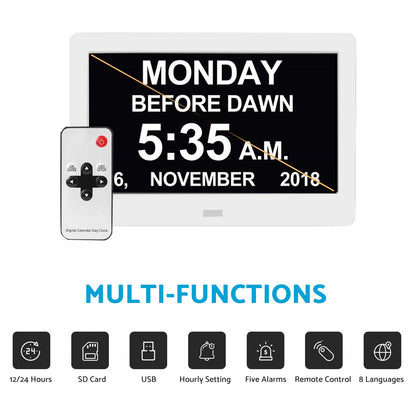 LED Large Digital Day Clock 7  Calendar Dementia Date Week Month Year Time Wall.