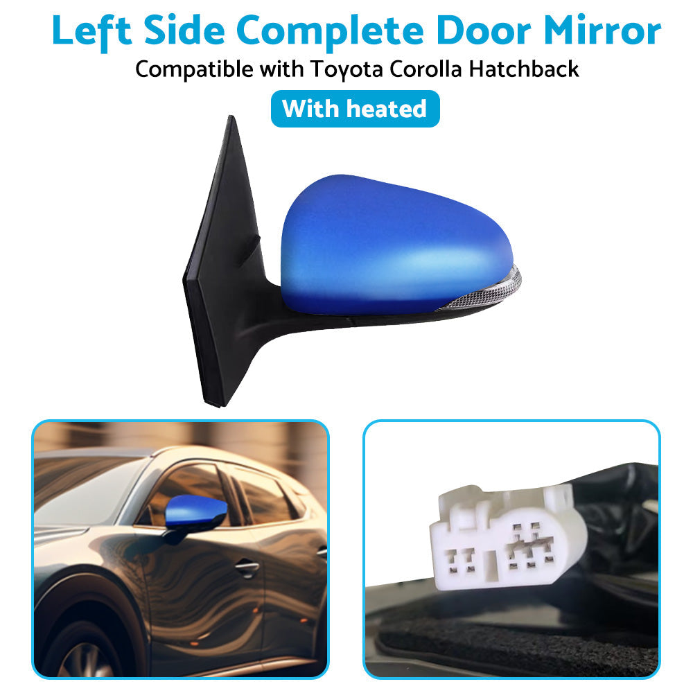 Door Mirror Suitable for Toyota Corolla ZRE182 2012-2018 Hatch Left Blue Heated.