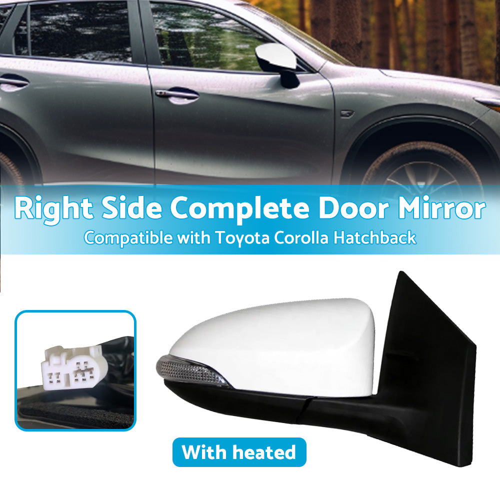 Door Mirror Suitable for Toyota Corolla ZRE182 12-18 Hatch Right White Heated.