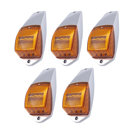 5x Roof Marker Lights 17 LED Clear Amber 12V Suitable For Truck Cab Top Running Light.