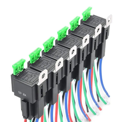 6x 12V 4-Pin Automotive Relays 30A Normally Open with Built-In 30A Fuse Suitable For Universal Vehicles