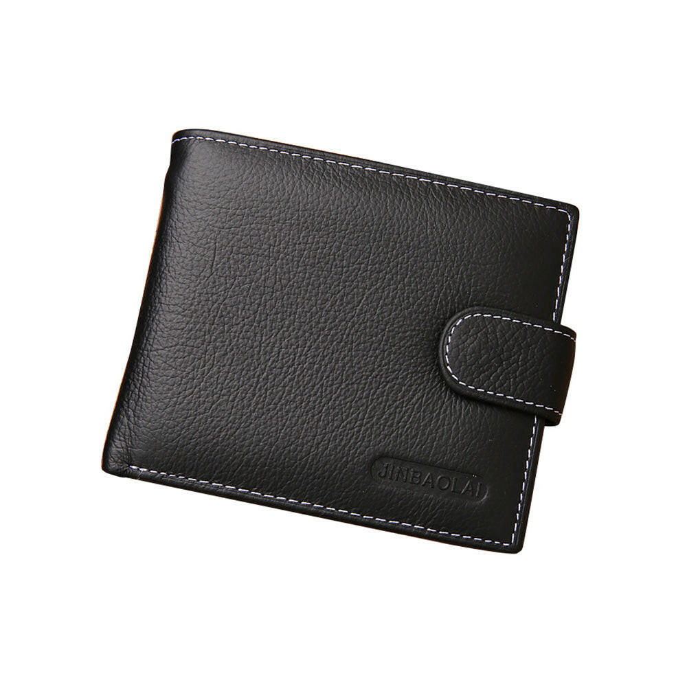 Men's Bi-Fold Wallet Black With Top Layer Cowhide Leather, Card Slots & Coin Pocket.