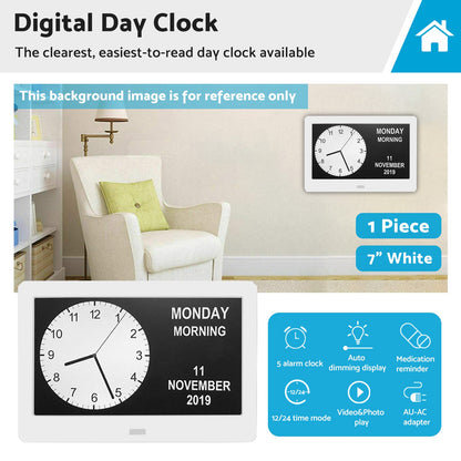 LED Large Digital Day Clock 7  Calendar Dementia Date Week Month Year Time Wall.