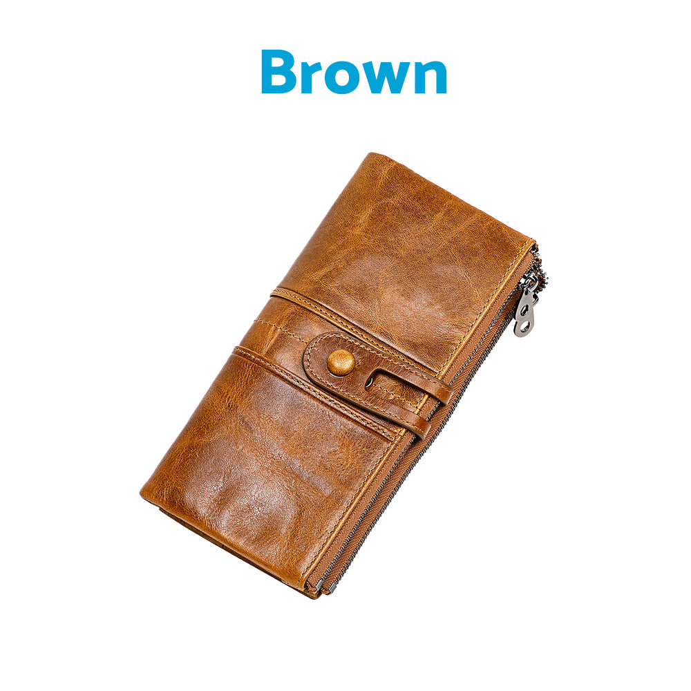 Leather Wallet Zip-Around Card Coin Holder Suitable for Unisex