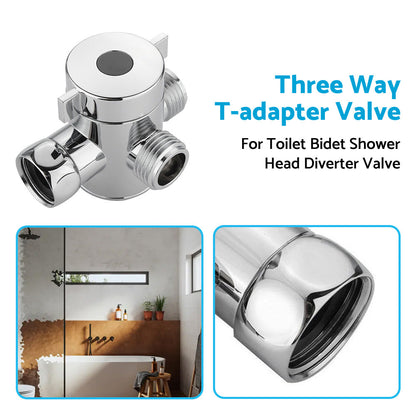 1 2 in Three Way T-adapter Valve For Toilet Bidet Shower Head Diverter Valve.