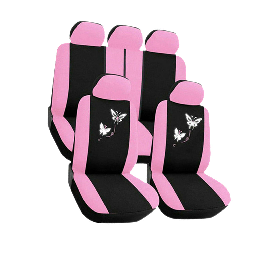 1 Set Deluxe Butterfly Pink Seat Cover Universal Front & Rear Car Seat Cover.