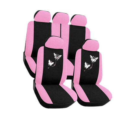 1 Set Deluxe Butterfly Pink Seat Cover Universal Front & Rear Car Seat Cover.