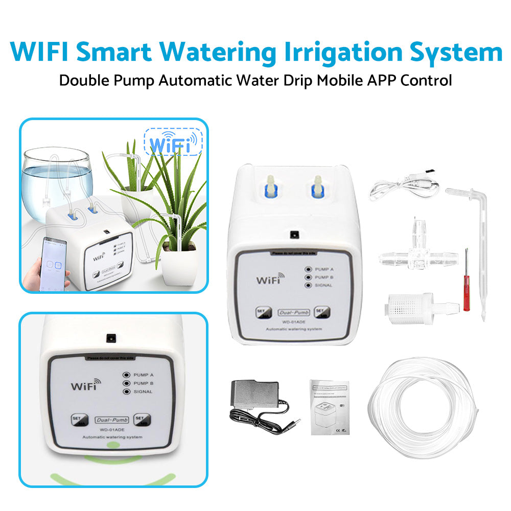 WiFi Control Watering System Double Pump Automatic Water Drip Mobile APP Control.