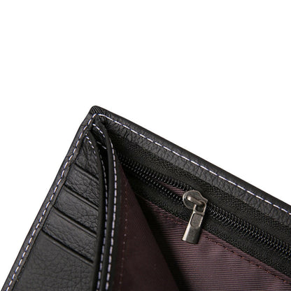 Men's Bi-Fold Wallet Black With Top Layer Cowhide Leather, Card Slots & Coin Pocket.
