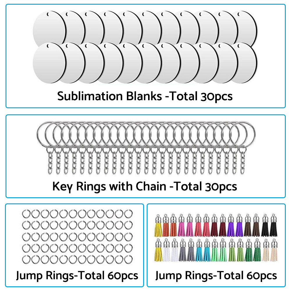 Bulk Keychain Ornament Set 150PCS Sublimation Blank Keychains Suitable for Craft