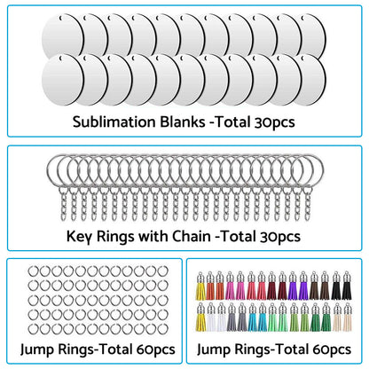 Bulk Keychain Ornament Set 150PCS Sublimation Blank Keychains Suitable for Craft