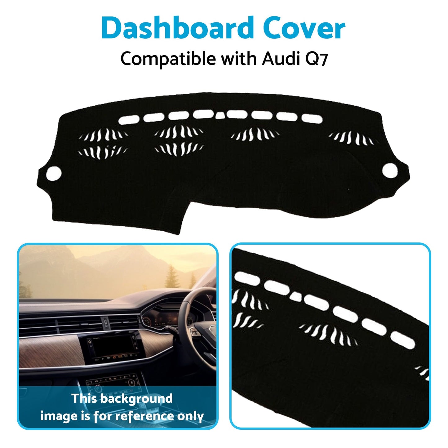 Dashboard Cover Non-Slip Dash Mat Suitable for Audi Q7 4L 2006-2014 Black.