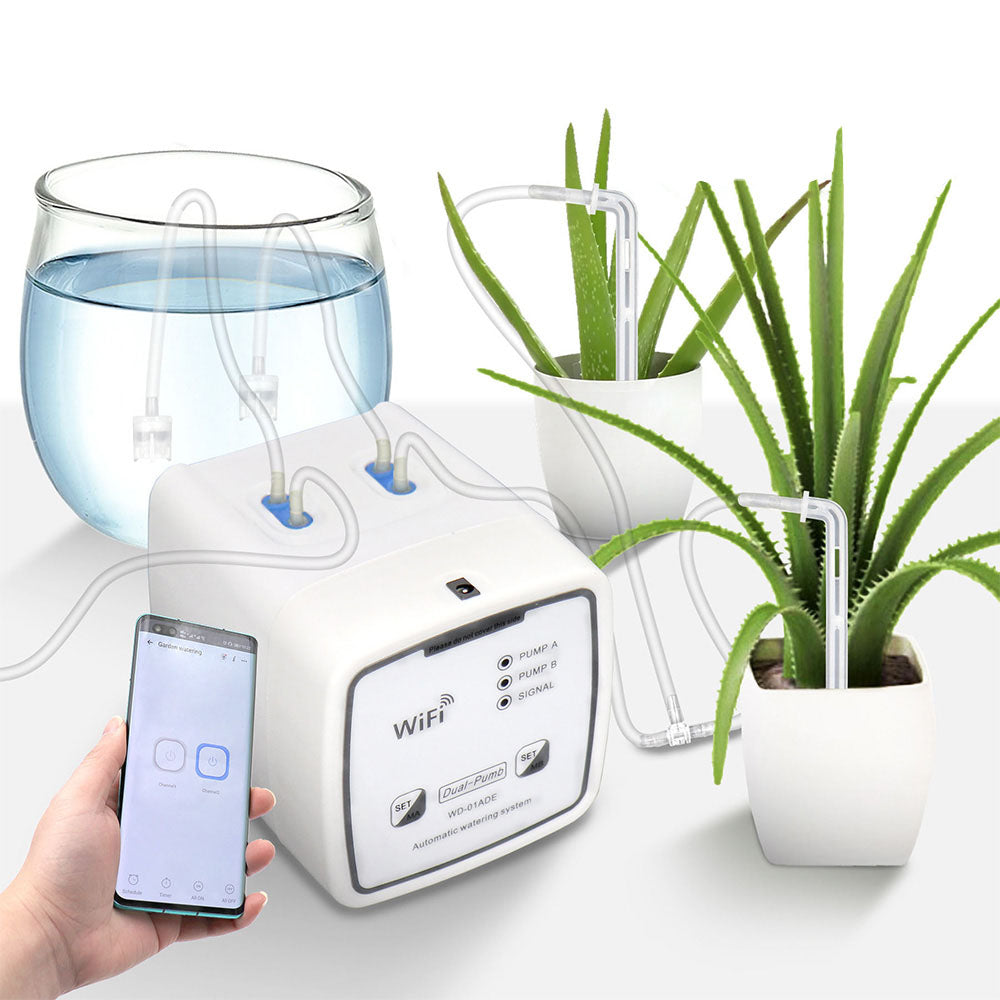 WiFi Control Watering System Double Pump Automatic Water Drip Mobile APP Control.