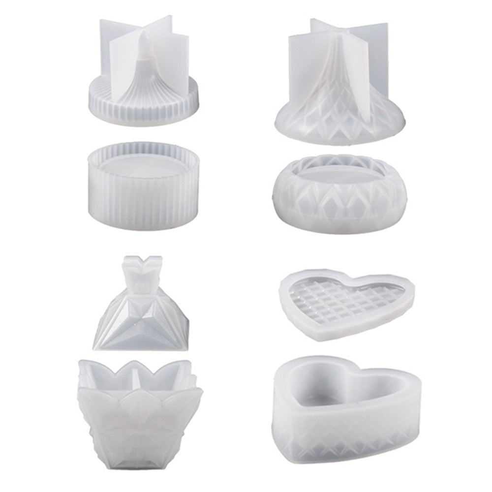 Silicone Epoxy Resin Mold Jewelry Storage Box Pyramid Trinket Heart Organizer.