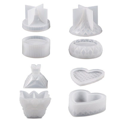 Silicone Epoxy Resin Mold Jewelry Storage Box Pyramid Trinket Heart Organizer.